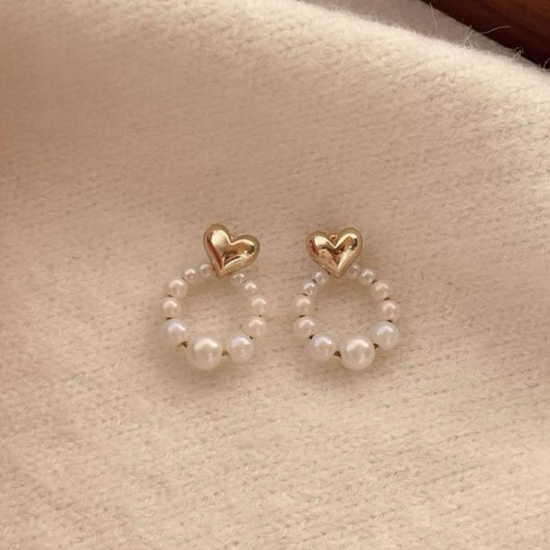 心飾Acc🇰🇷快速出貨「韓國925銀針 淡水珍珠心型耳環 氣質高雅 愛心耳環 銀針耳環 珍珠耳環-細節圖2