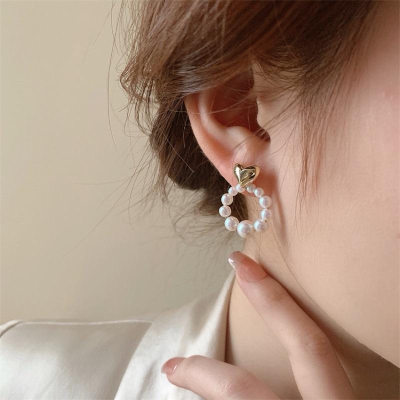 心飾Acc🇰🇷快速出貨「韓國925銀針 淡水珍珠心型耳環 氣質高雅 愛心耳環 銀針耳環 珍珠耳環-細節圖4