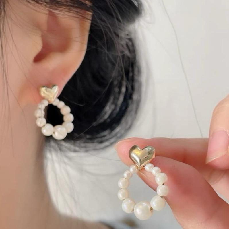 心飾Acc🇰🇷快速出貨「韓國925銀針 淡水珍珠心型耳環 氣質高雅 愛心耳環 銀針耳環 珍珠耳環-細節圖7