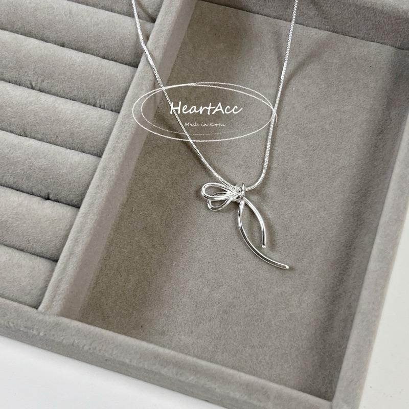 心飾Acc🇰🇷快速出貨「S925純銀 打結蝴蝶結水鑽項鍊 S925-細節圖8