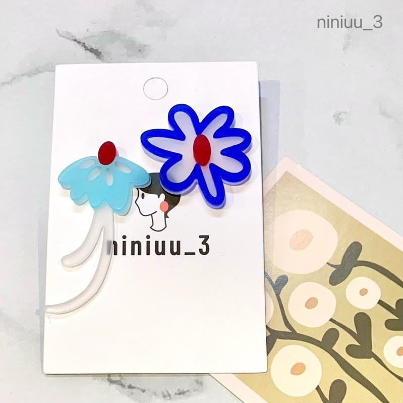 niniuu_3✨台灣現貨(出貨)『S925銀針-半霧不規則清新花朵耳環』夏ins半透明日韓高質感y2k耳夾樹脂醋酸耳環-細節圖2