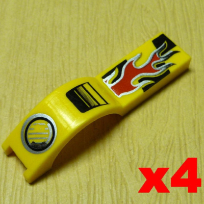 【小荳二手樂高】LEGO 零件 黃色 1x4 1/2 輪拱/檔泥板 圖案B (4個)