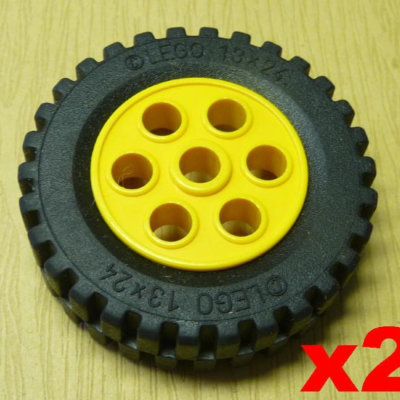 【小荳二手樂高】LEGO 黑色/黃色 輪胎 (2顆) Tire 13x24 Model + 30mm D.x13mm