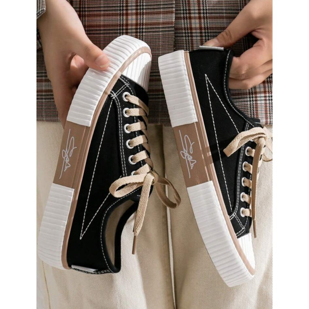 韓版低幫低筒板鞋 厚底簡約 馬卡龍色 運動鞋 小白帆布鞋包鞋 平底休閒鞋 餅乾鞋-細節圖3