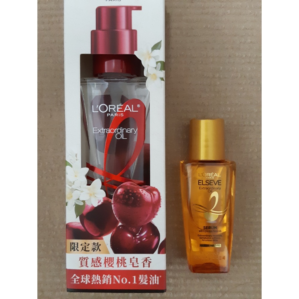 粟米小鋪~LOREAL Paris 巴黎萊雅 金緻護髮精油100ml 限量版柏木櫻桃送金緻護髮精油迷你版金色30ml-規格圖3