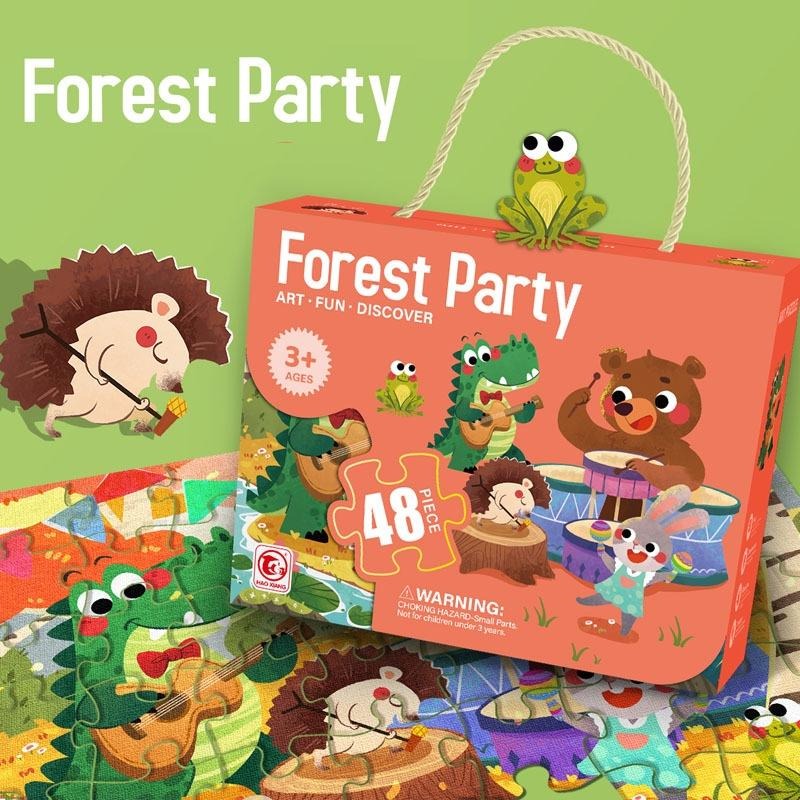 【台灣實拍現貨】【兒童益智拼圖/禮盒裝】24片 48片 60片 早教啟蒙 禮盒包裝 卡通拼圖 恐龍 動物園 多彩拼圖-細節圖8