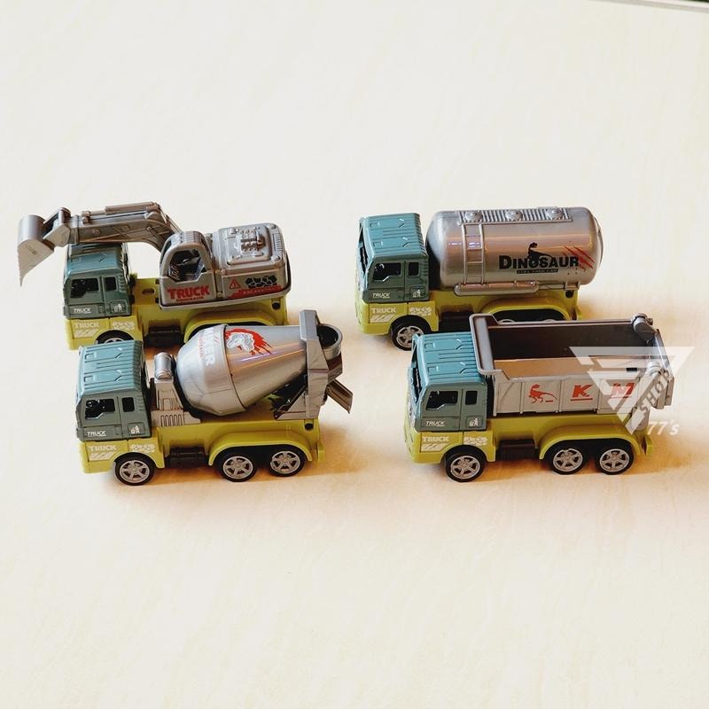 【台灣現貨】【恐龍工程迴力車合金車/4款可選】工程車玩具 小汽車 工程玩具車 挖土機 怪手 砂石車 水泥車 油罐車 小車-細節圖2