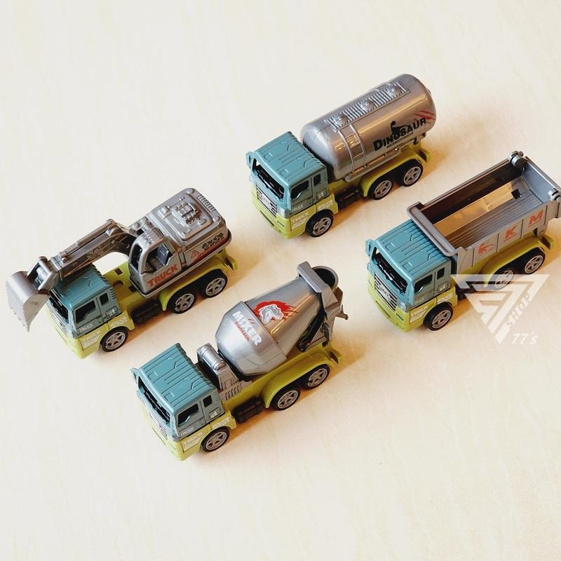 【台灣現貨】【恐龍工程迴力車合金車/4款可選】工程車玩具 小汽車 工程玩具車 挖土機 怪手 砂石車 水泥車 油罐車 小車-細節圖3