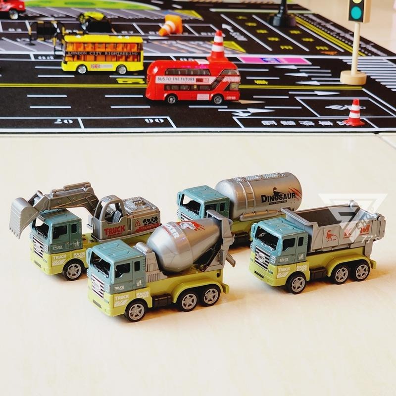 【台灣現貨】【恐龍工程迴力車合金車/4款可選】工程車玩具 小汽車 工程玩具車 挖土機 怪手 砂石車 水泥車 油罐車 小車-細節圖4