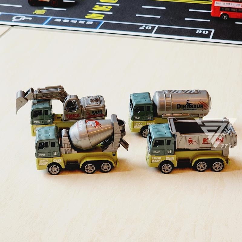 【台灣現貨】【恐龍工程迴力車合金車/4款可選】工程車玩具 小汽車 工程玩具車 挖土機 怪手 砂石車 水泥車 油罐車 小車-細節圖5