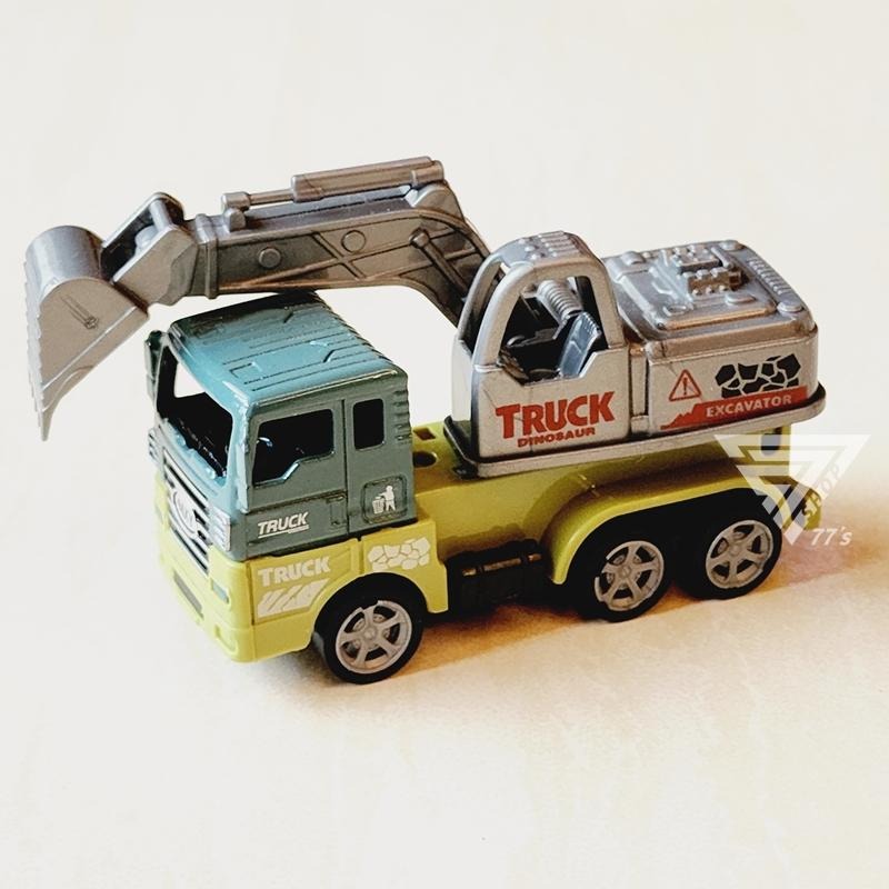 【台灣現貨】【恐龍工程迴力車合金車/4款可選】工程車玩具 小汽車 工程玩具車 挖土機 怪手 砂石車 水泥車 油罐車 小車-細節圖6