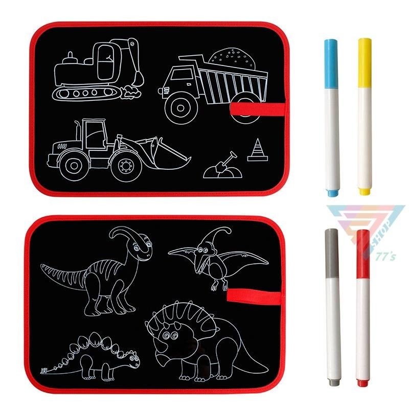 【台灣現貨】【雙面環保塗鴉著色畫板 附筆】 多功能攜帶畫布 繪畫板 幼童畫板 露營玩具 雙面畫毯 著色畫  塗鴉本附筆-細節圖2