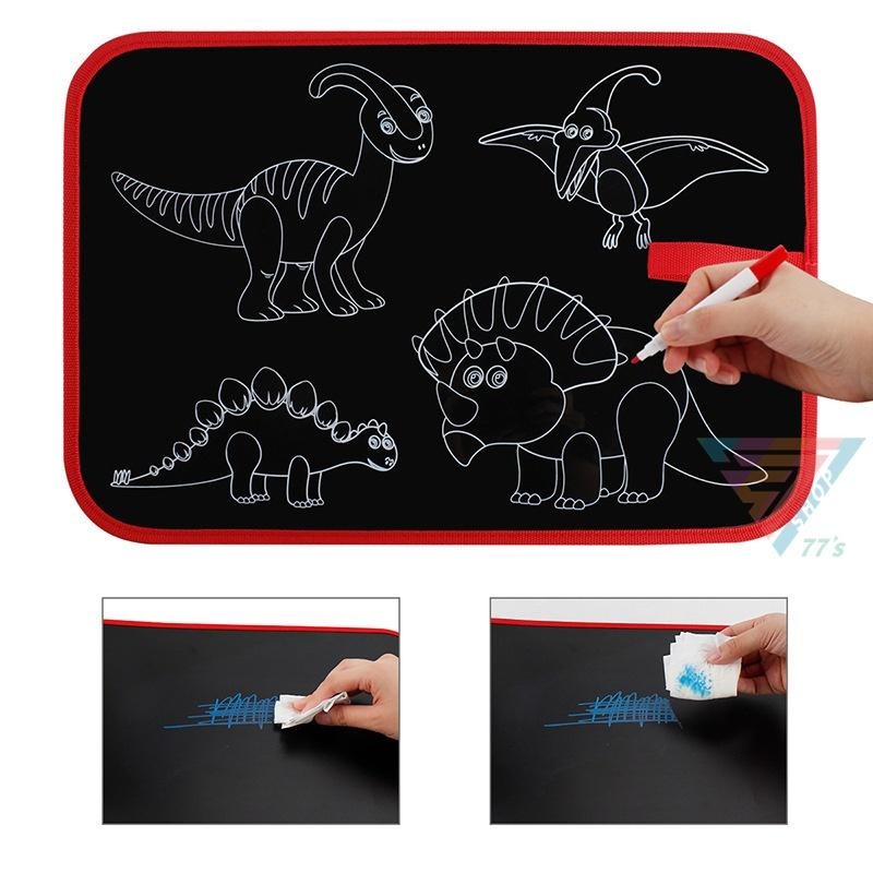 【台灣現貨】【雙面環保塗鴉著色畫板 附筆】 多功能攜帶畫布 繪畫板 幼童畫板 露營玩具 雙面畫毯 著色畫  塗鴉本附筆-細節圖3