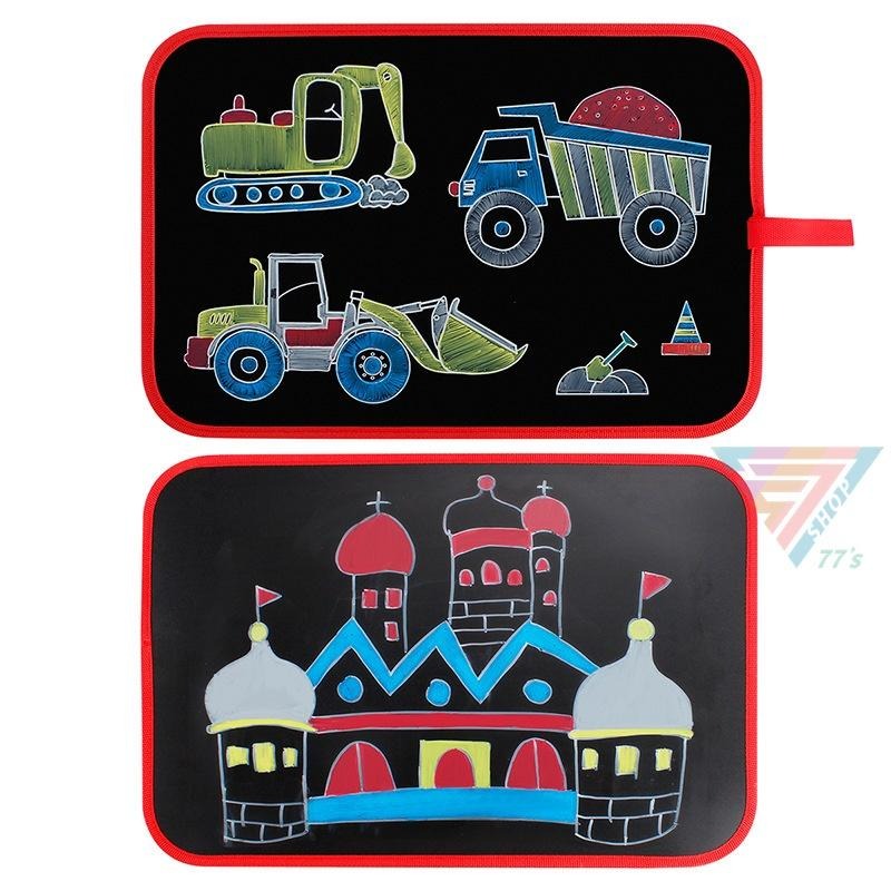 【台灣現貨】【雙面環保塗鴉著色畫板 附筆】 多功能攜帶畫布 繪畫板 幼童畫板 露營玩具 雙面畫毯 著色畫  塗鴉本附筆-細節圖5