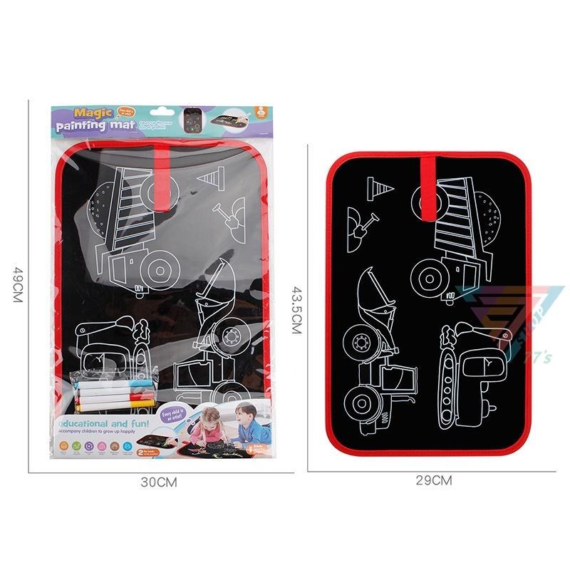 【台灣現貨】【雙面環保塗鴉著色畫板 附筆】 多功能攜帶畫布 繪畫板 幼童畫板 露營玩具 雙面畫毯 著色畫  塗鴉本附筆-細節圖7