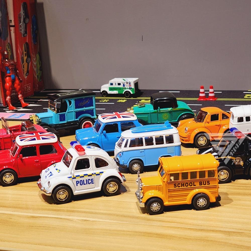 【台灣出貨】【聲光可開門Q版復古合金車】警車 玩具警車 金龜車 雙層巴士 復古老爺車 mini cooper模型車 小車-細節圖4