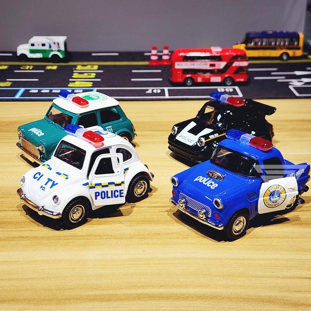 【台灣出貨】【聲光可開門Q版復古合金車】警車 玩具警車 金龜車 雙層巴士 復古老爺車 mini cooper模型車 小車-細節圖5