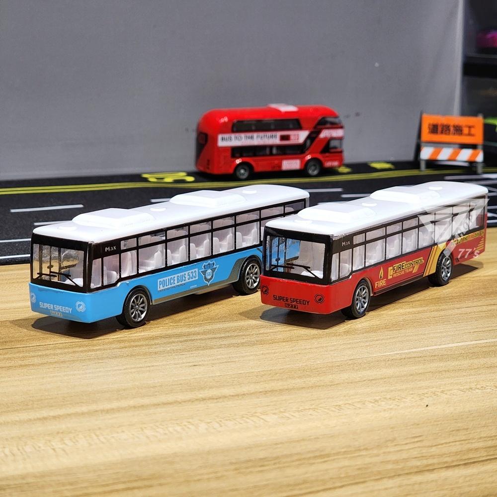 【台灣出貨】【加長巴士 警察車/消防車】大巴模型車 遊覽車 旅遊巴士 巴士玩具車 玩具巴士 旅行巴士模型車-細節圖2