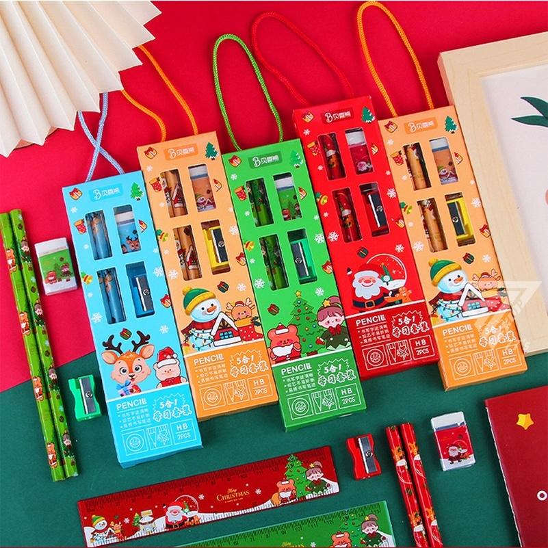 【台灣出貨】【聖誕節小禮物 禮品 文具】文具組 鉛筆 多色原子筆 圓珠筆 分享禮 4色筆 筆記本 小本本 文具禮盒 禮物-細節圖3
