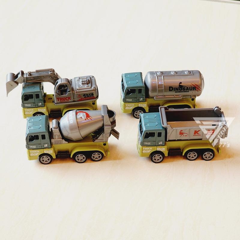 【台灣出貨】【恐龍工程迴力車合金車/4款可選】工程車玩具 小汽車 工程玩具車 挖土機 怪手 砂石車 水泥車 油罐車 小車-細節圖2