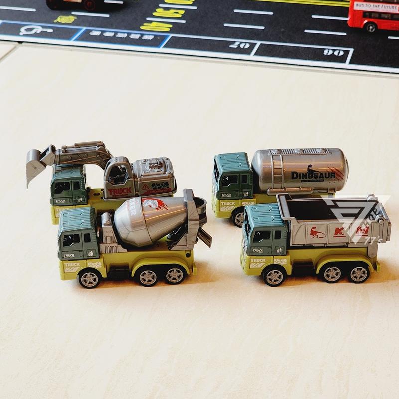 【台灣出貨】【恐龍工程迴力車合金車/4款可選】工程車玩具 小汽車 工程玩具車 挖土機 怪手 砂石車 水泥車 油罐車 小車-細節圖5