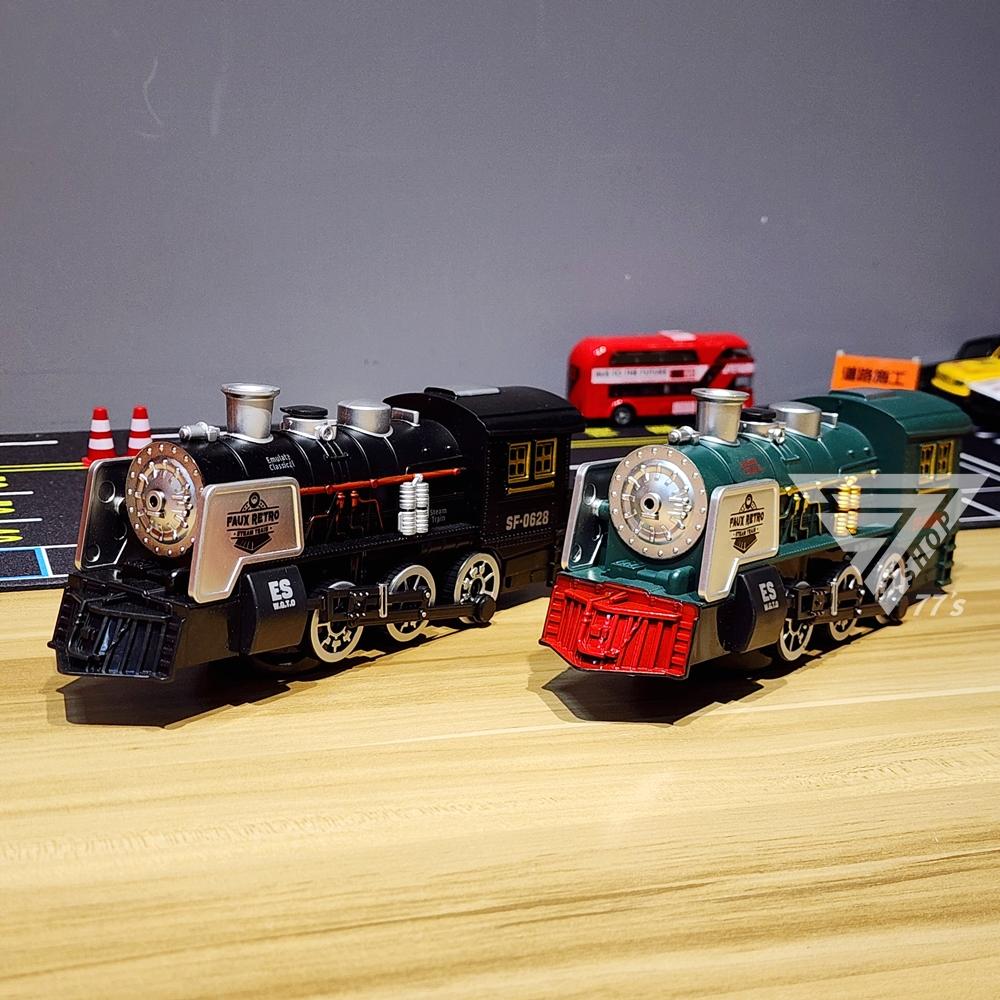 【台灣出貨】【萬向仿真噴霧復古火車 聲光玩具】玩具火車 列車 綠皮火車 鐵道火車玩具 仿真鐵路火車-細節圖7