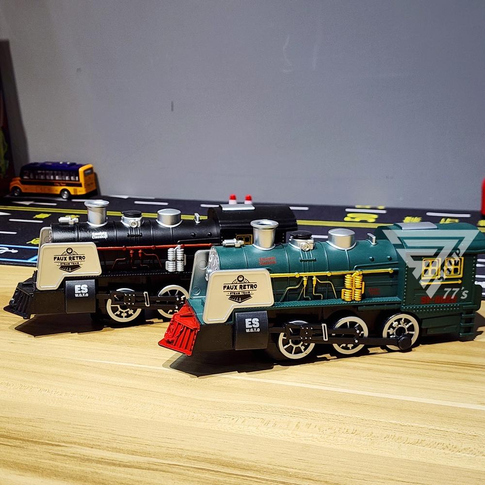 【台灣出貨】【萬向仿真噴霧復古火車 聲光玩具】玩具火車 列車 綠皮火車 鐵道火車玩具 仿真鐵路火車-細節圖8