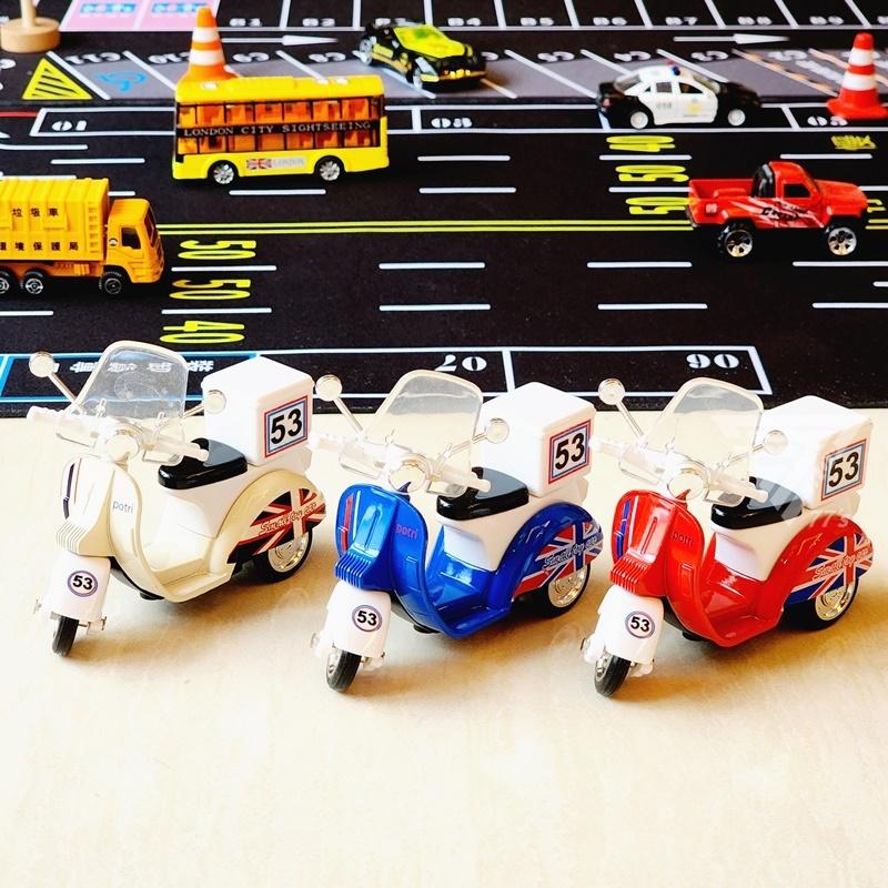 【台灣出貨】【偉士牌外送摩托車合金車/3款可選】復古機車模型車 迴力車 偉士牌模型 玩具摩托車 小汽車 小綿羊摩托車-細節圖5