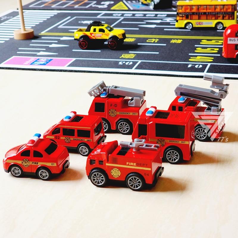 【台灣出貨】【Q版城市消防車合金車/迴力車】玩具消防車 迷你消防車 口袋玩具車 玩具小汽車 小車車 救援車 mini車-細節圖4