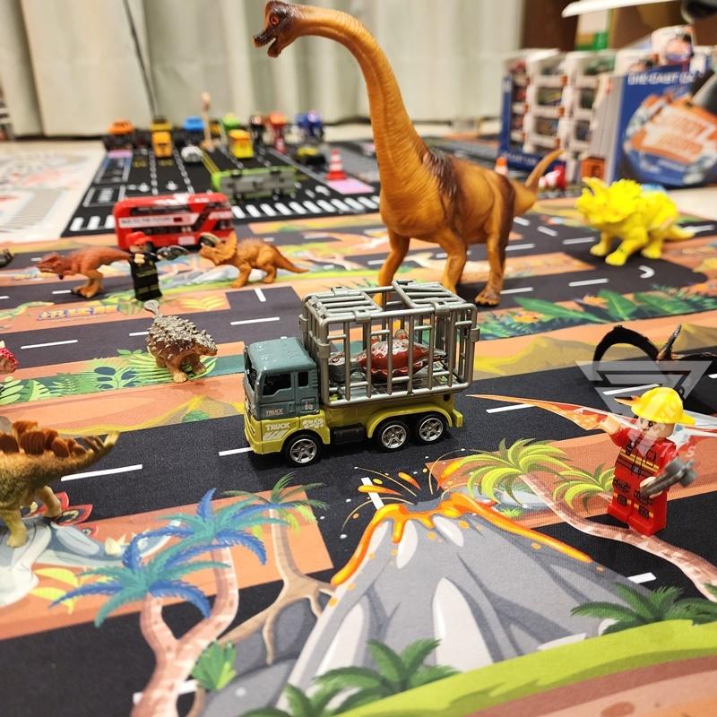 【2023 恐龍樂園 車車墊含車套組 台灣製1:64】滑鼠墊 模型車地墊 遊戲墊 玩具車墊 恐龍遊戲墊 場景情境 暴龍-細節圖6