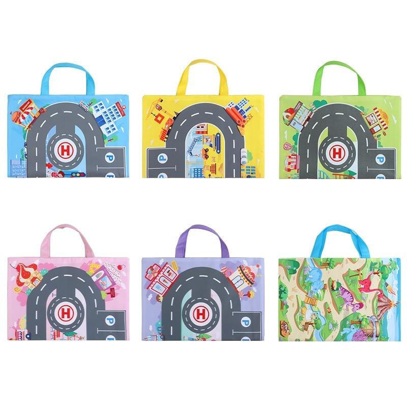 【台灣出貨】【道路場景遊戲墊手提袋/5款式】交通場景 停車場場景 城市樂園遊戲墊 可愛提袋 玩具車收納 交通遊戲墊-細節圖5