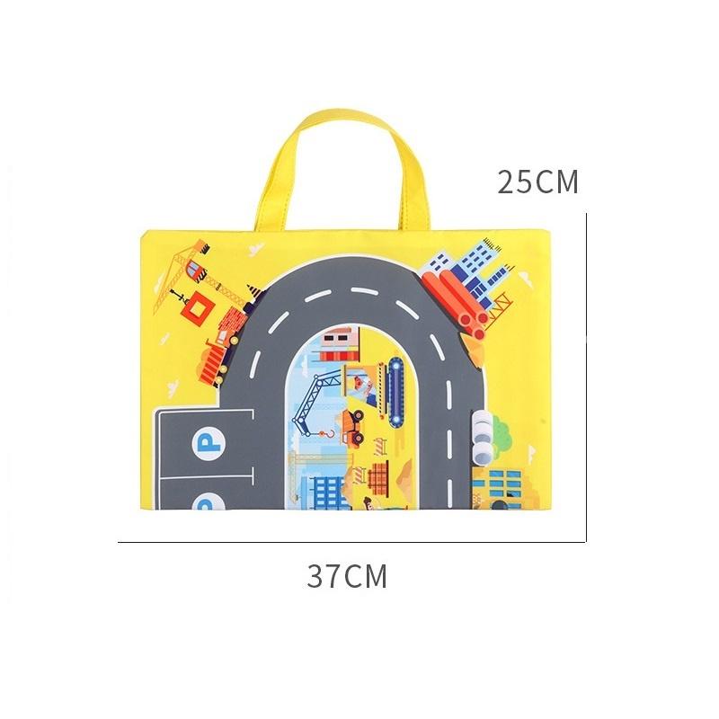 【台灣出貨】【道路場景遊戲墊手提袋/5款式】交通場景 停車場場景 城市樂園遊戲墊 可愛提袋 玩具車收納 交通遊戲墊-細節圖9