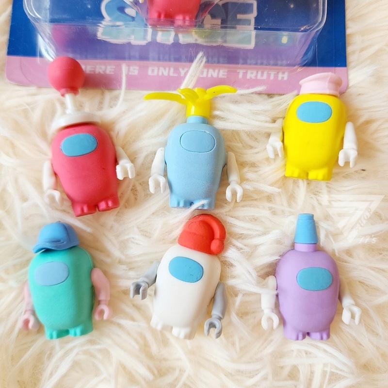 【台灣出貨】【太空狼人殺玩具橡皮擦6入一盒】造型橡皮擦 小橡皮擦 3D橡皮擦 卡通造型橡皮擦 狼人殺遊戲 狼人殺公仔-細節圖3