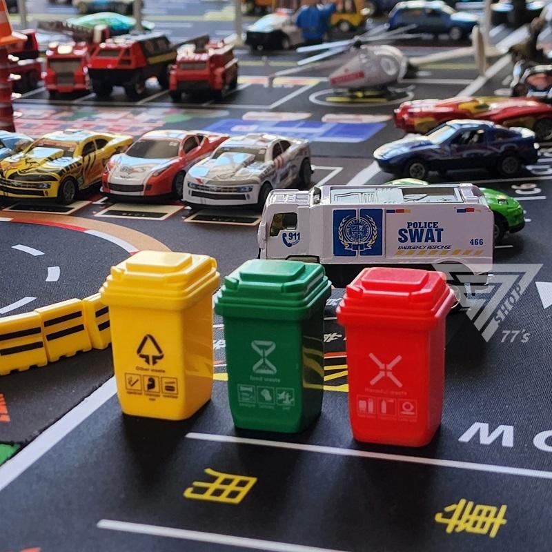 【台灣出貨】【迷你垃圾桶分類桶】場景模型配件 模型拍攝道具 道路場景 停車場配件 認知玩具 微型攝影 娃娃屋-細節圖3