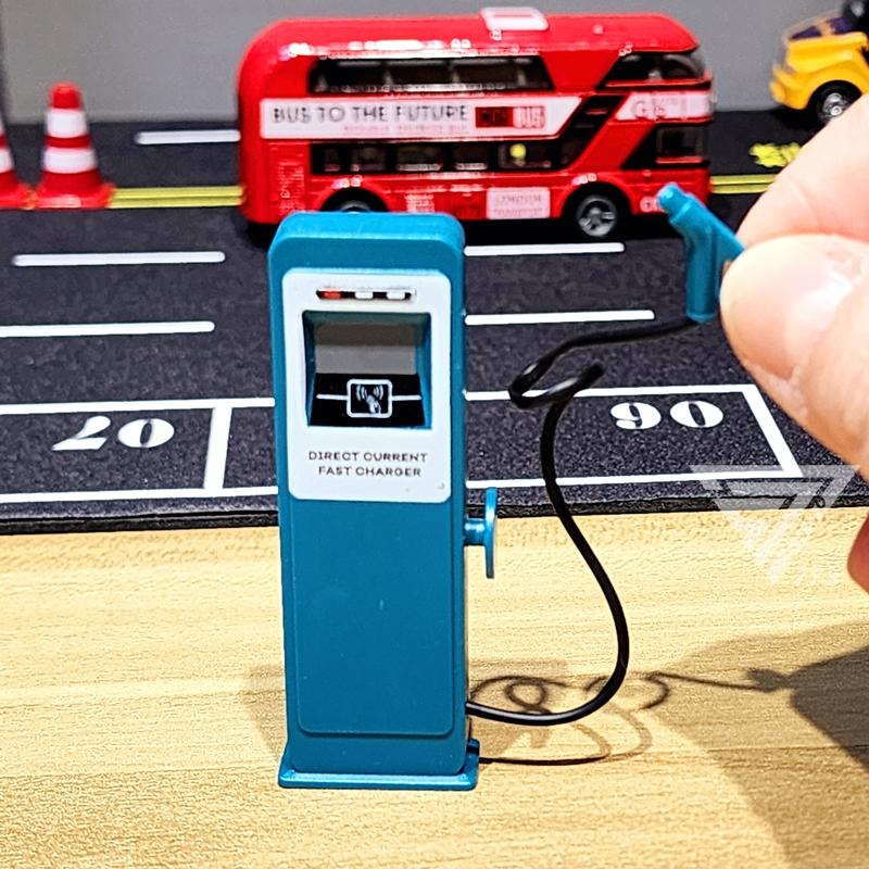 【台灣出貨】【迷你加油站 微縮模型】停車場配件 認知玩具 道路場景 玩具車配件 微型攝影 仿真道具 路障玩具-細節圖3