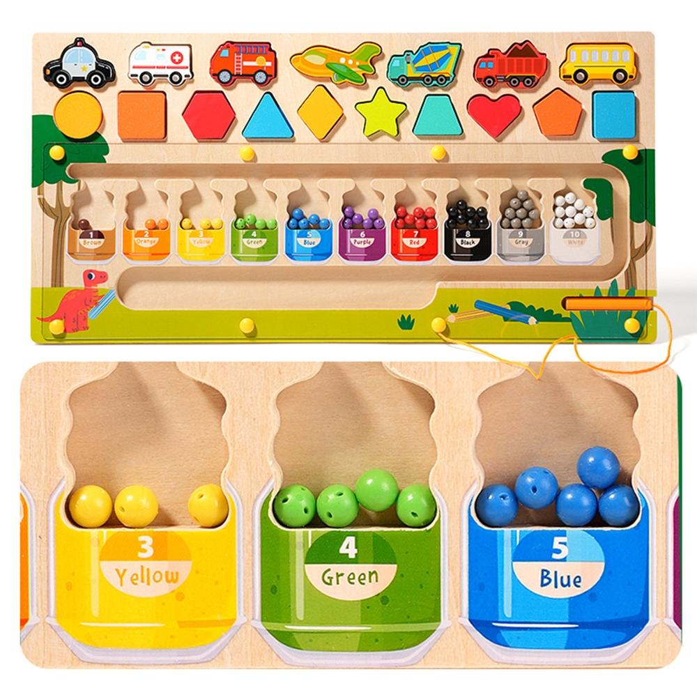 【台灣出貨】【木製交通配對磁性走珠】三合一形狀顏色分類 早期教育 益智啟蒙玩具-細節圖3