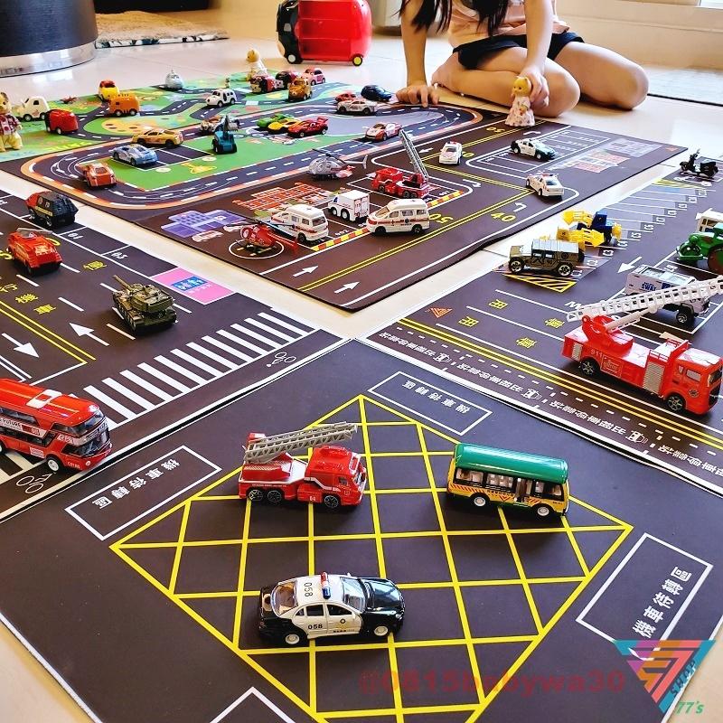 【台灣道路場景遊戲墊 基本款式3件組 台灣製】1:64模型車地墊 車車墊 玩具車墊 停車場 適用( TOMICA 風火輪-細節圖3