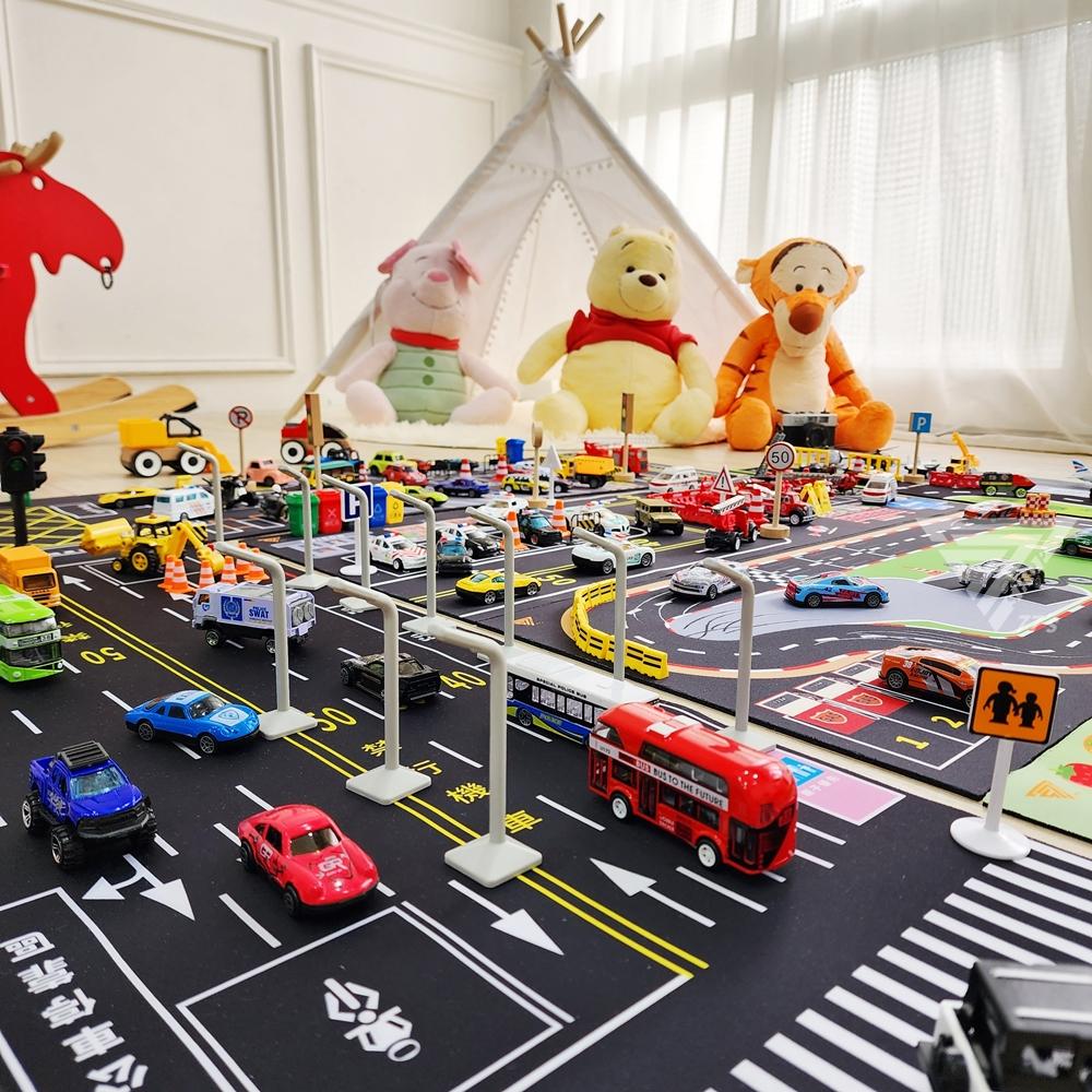 【台灣道路場景遊戲墊 基本款式3件組 台灣製】1:64模型車地墊 車車墊 玩具車墊 停車場 適用( TOMICA 風火輪-細節圖7
