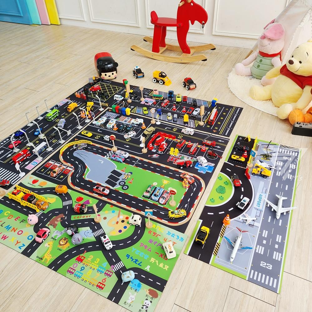 【台灣道路場景車車墊 一套6件組 台灣製】1:64交通遊戲墊 滑鼠墊 玩具車地墊 適用( TOMICA 樂高 風火輪 模-細節圖3