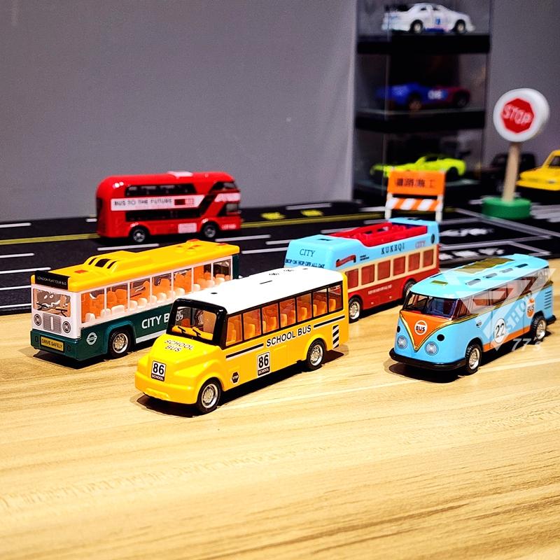 【台灣出貨】【國際巴士模型合金車】雙層巴士 校車模型 觀光巴士 大巴模型車 旅遊巴士 模型巴士 交通車 玩具車-細節圖2