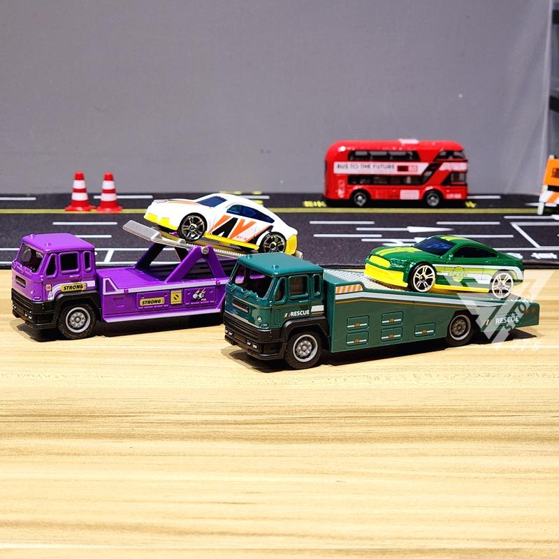 【台灣出貨】【拖板車 貨櫃車 合金模型】平板拖車玩具車 救援車 拖吊車玩具車 合金拖車模型車 迴力車 汽車玩具-細節圖5