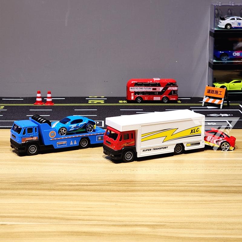 【台灣出貨】【拖板車 貨櫃車 合金模型】平板拖車玩具車 救援車 拖吊車玩具車 合金拖車模型車 迴力車 汽車玩具-細節圖7