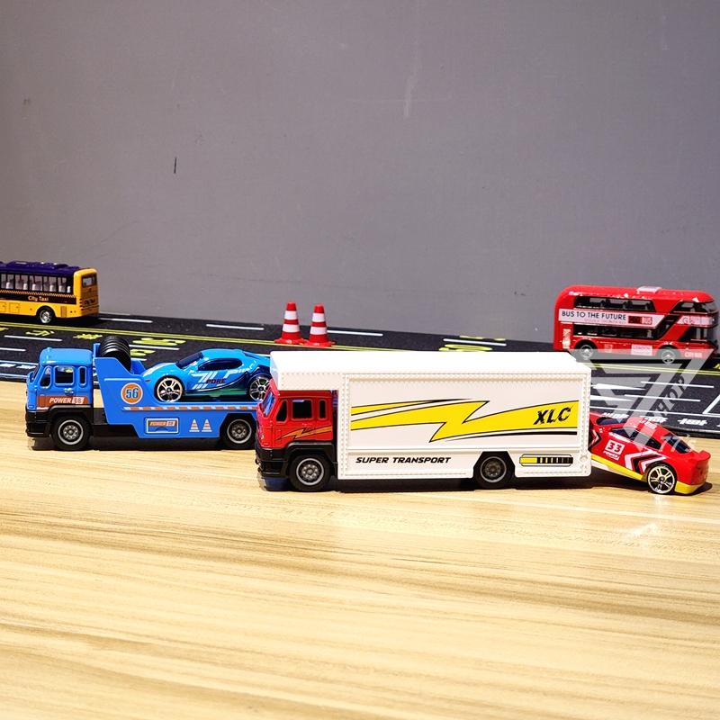 【台灣出貨】【拖板車 貨櫃車 合金模型】平板拖車玩具車 救援車 拖吊車玩具車 合金拖車模型車 迴力車 汽車玩具-細節圖8