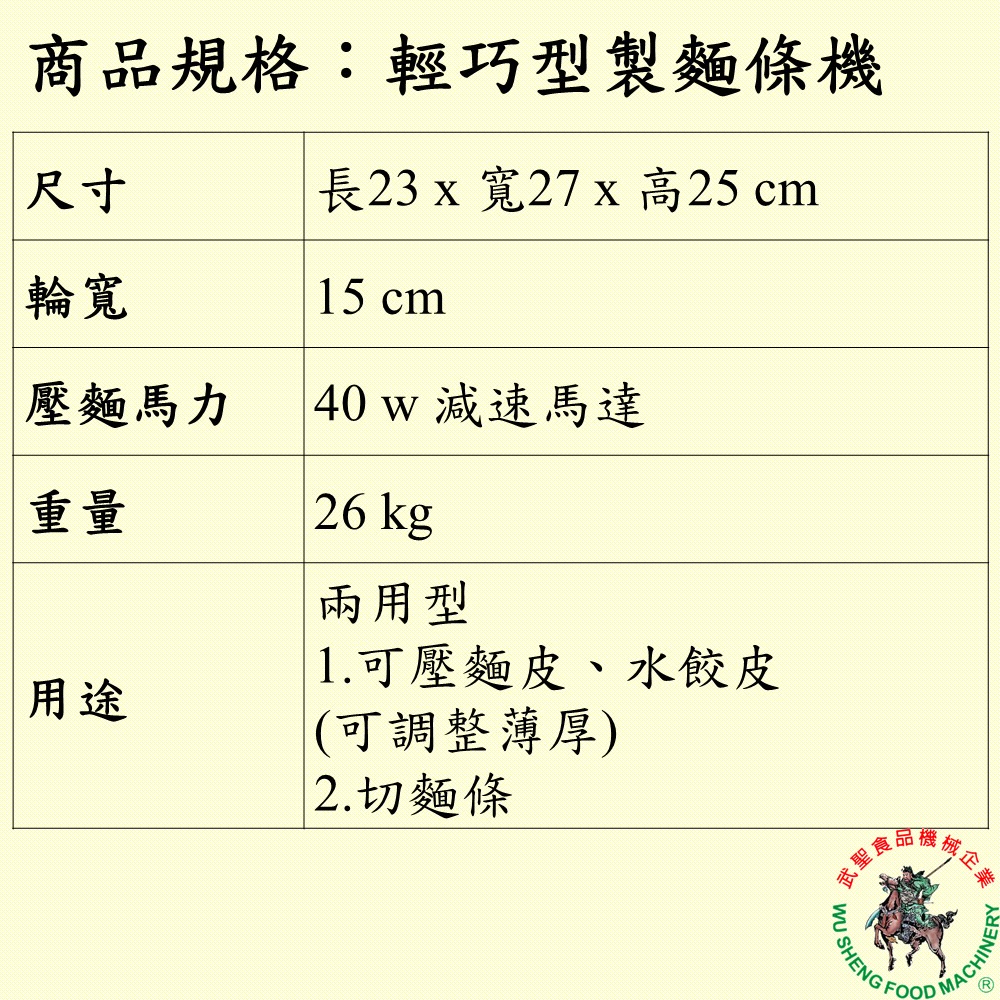 [武聖食品機械]輕巧型製麵條機 (壓麵機/壓麵皮機/切麵機/製麵機/桌上型切麵條機 )-細節圖2