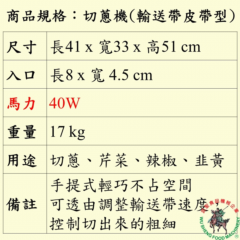 [武聖食品機械]切蔥機(輸送帶皮帶型) (切蔥/芹菜/辣椒/韭黃/蔥機/皮帶式切蔥機 )-細節圖2