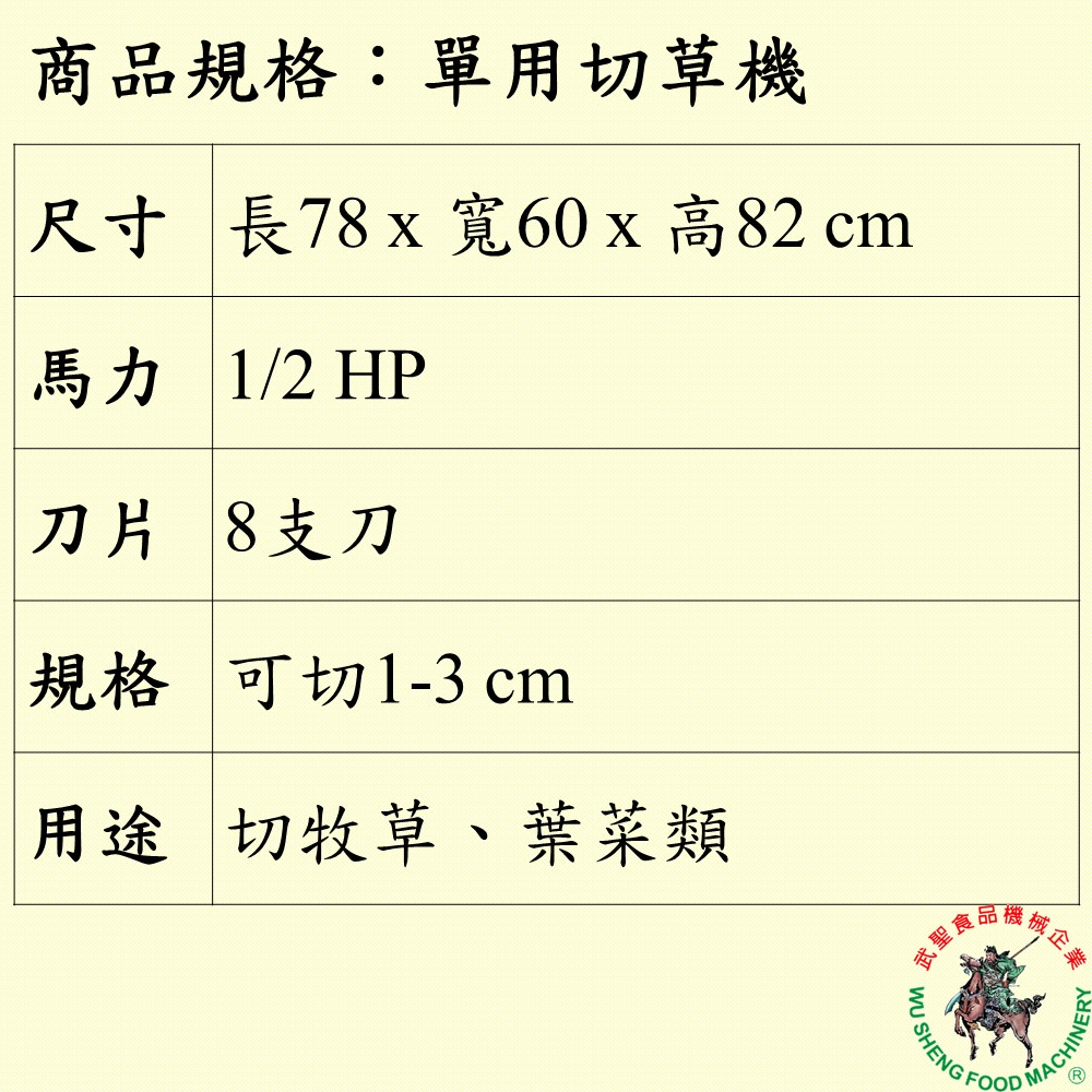 [武聖食品機械]單用切草機 (切牧草/葉菜類 )-細節圖2