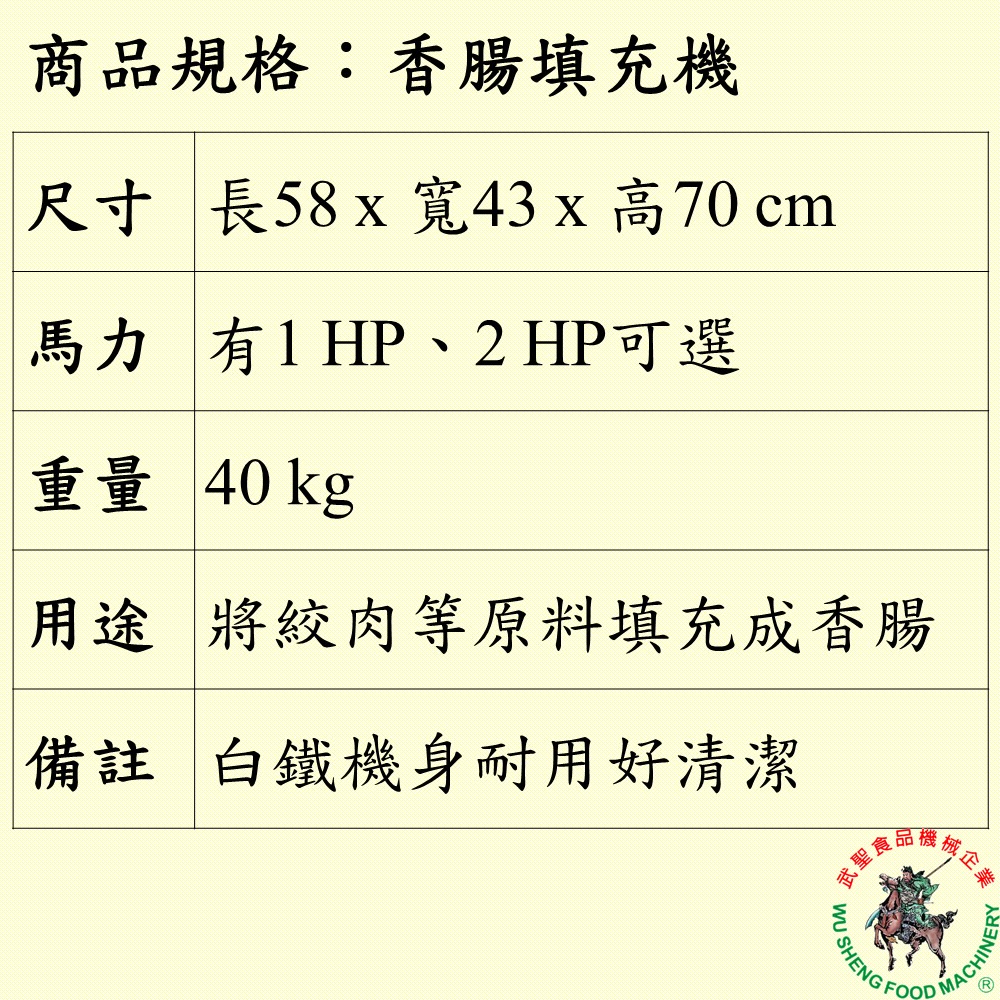 [武聖食品機械]香腸填充機 (絞肉/灌香腸皮/灌腸機 )-細節圖2