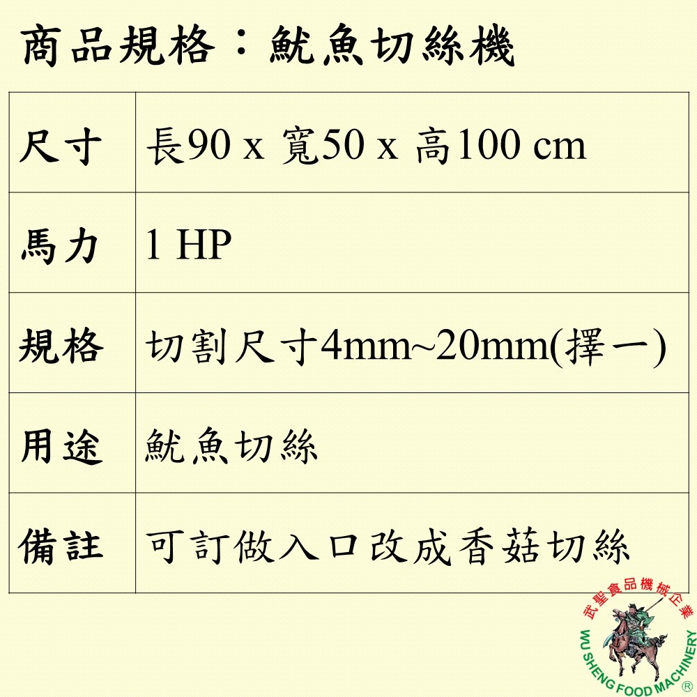 [武聖食品機械]魷魚切絲機 (魷魚切花機/木耳/香菇/海帶 )-細節圖2