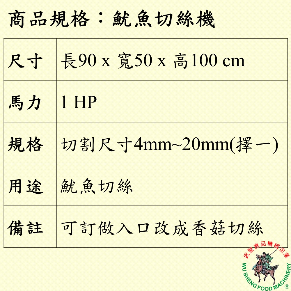 [武聖食品機械]魷魚切絲機 (魷魚切花機/木耳/香菇/海帶 )-細節圖2