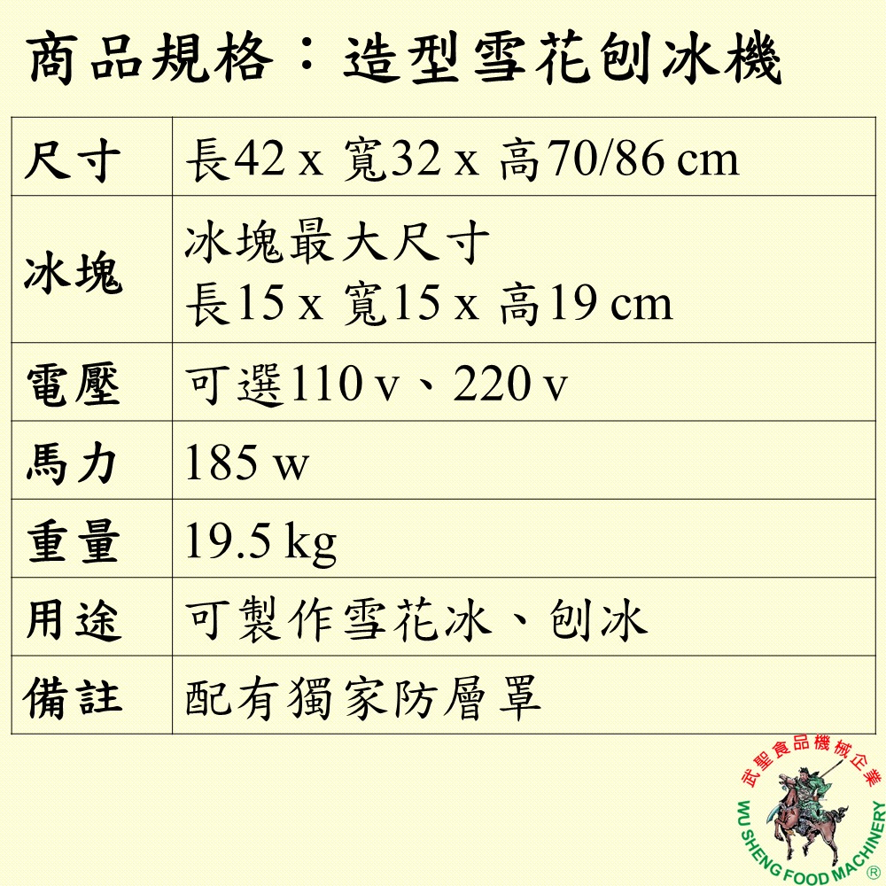 [武聖食品機械]造型雪花刨冰機 (雪花冰機/雪花機/刨冰機/挫冰機 )-細節圖2